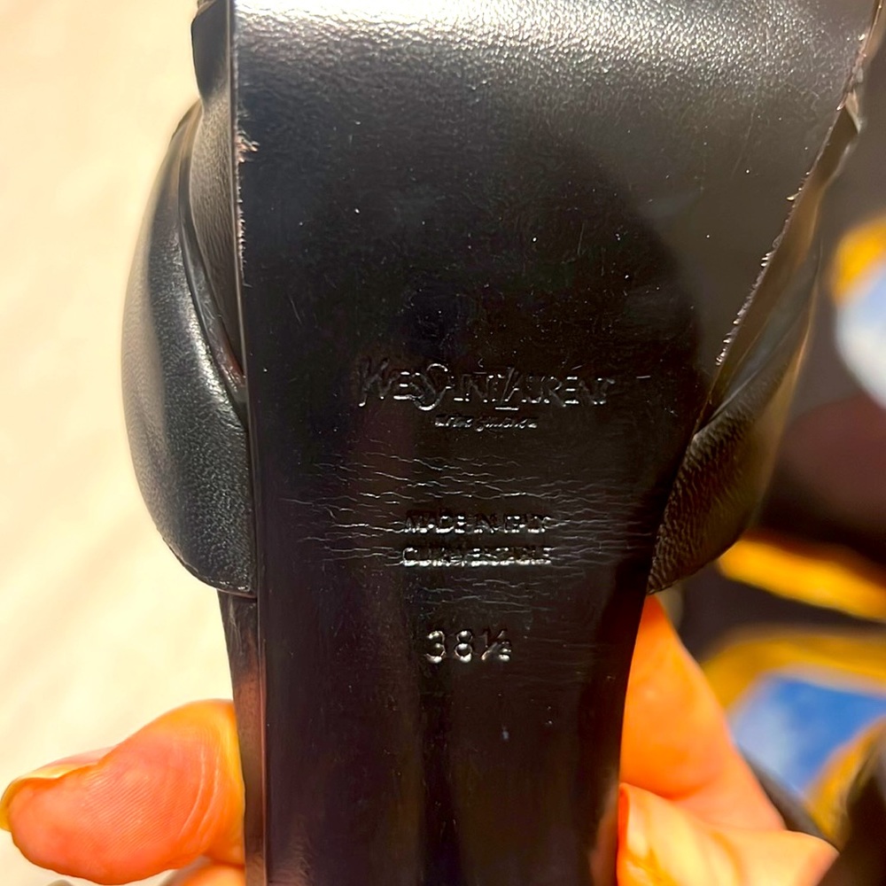 Yves Saint Laurent Black Strappy Heels. Size 38.5/7.5 Like New. - Picture 5 of 10